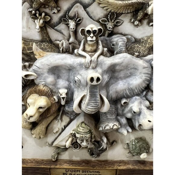 Harmony Kingdom Storm Brewing Noah’s Ark Picturesque 3-D Tile 1999 Retired - Picture 5 of 5